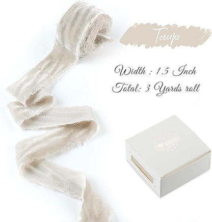 Taupe Velvet Ribbon 1.5 Inch Frayed Silk Velvet Ribbon Rustic Christmas Velvet - Image 2