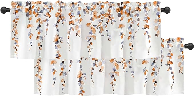 2 Pack Watercolor Orange Leaves Window Valance by debraleye