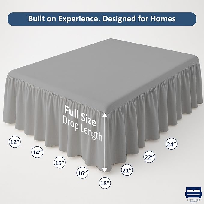 Ruffled Bed Skirt with Split Corners-Dust Ruffle - Image 5