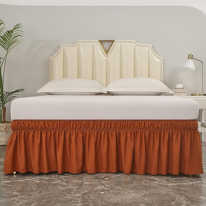 MEILA Wrap Around Bed Skirt Three Fabric Sides Elastic Dust Ruffled 16 Inch - Image 2