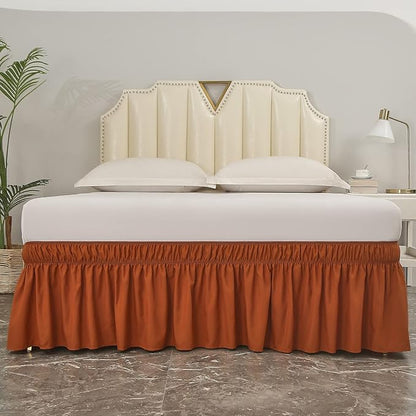 MEILA Wrap Around Bed Skirt Three Fabric Sides Elastic Dust Ruffled 16 Inch - Image 2