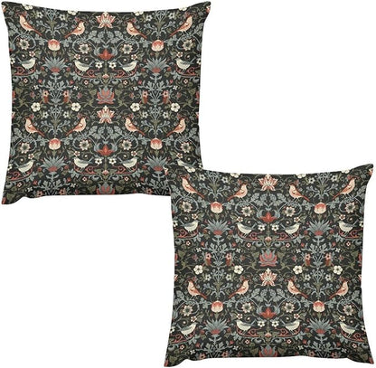 William Morris Floral Original Throw Pillow Covers Boho Chic Retro Floral Bird by XBDDZSW