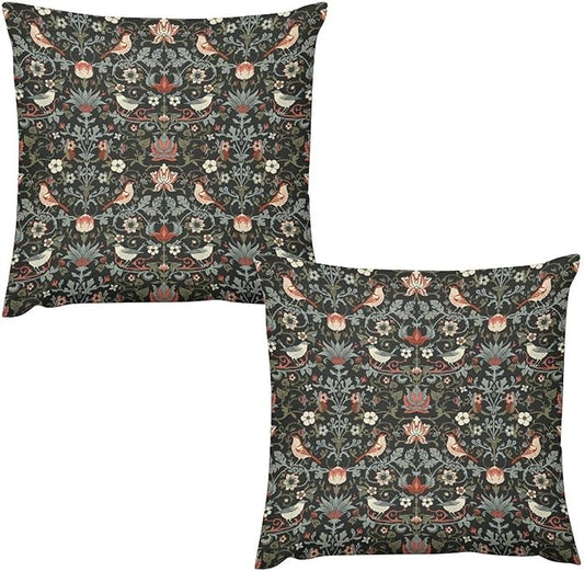 William Morris Floral Original Throw Pillow Covers Boho Chic Retro Floral Bird by XBDDZSW