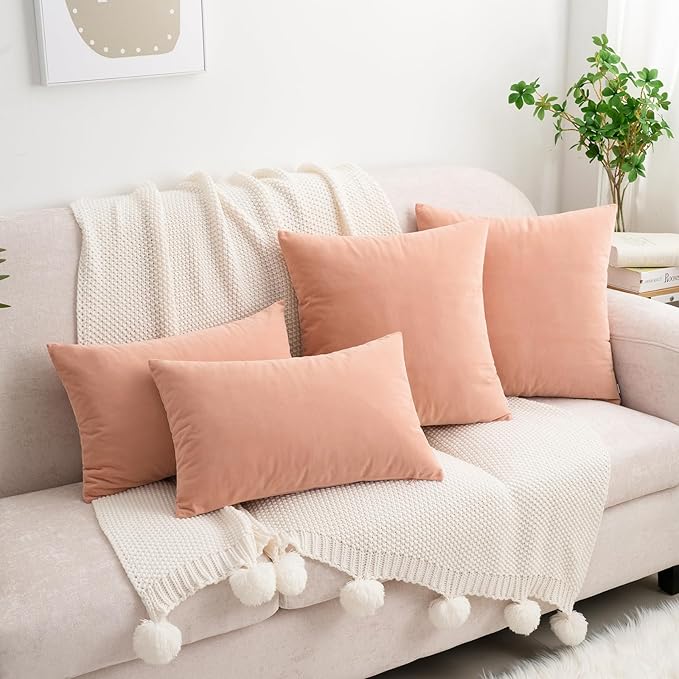 HWY 50 Dusty Pink Velvet Throw Pillow Covers 18x18 Inch - Image 2