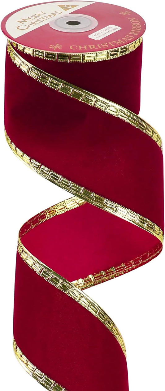 MEEDEE Burgundy Velvet Ribbon 2.5 Inch Dark Red Christmas Ribbon 10 Yards by MEEDEE