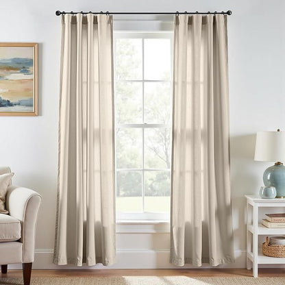 jinchan Oat Clost Linen Blend Curtains 84 inch Length 2 Panel by JINCHAN
