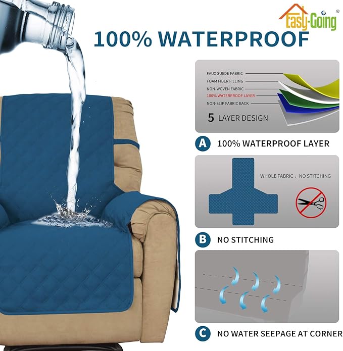 Easy-Going Sofa Slipcover Waterproof Recliner Chair Cover Non-Slip Fabric Couch - Image 4