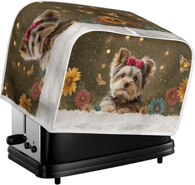 Yorkshire Terrier Printed Toaster Oven Cover 2 Slice Daisy Printed Bread Maker - Image 5