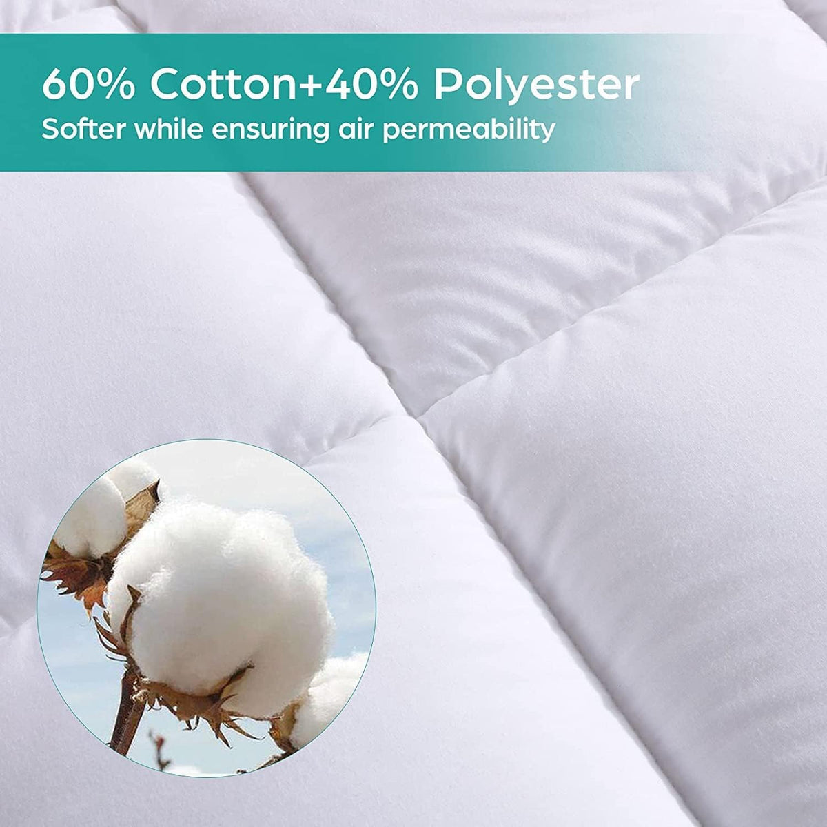 whatsbedding waterproof mattress topper queen size cotton top showing dimensions