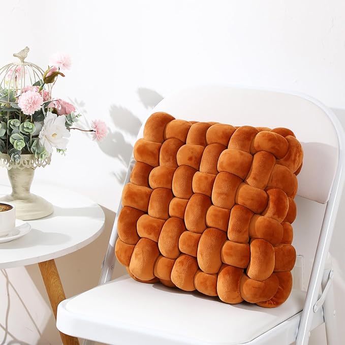 Wenqik 2 Pcs Knot Pillows Square Knotted Plush Throws Soft Accent Pillows - Image 5