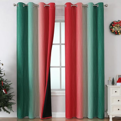 Estelar Textiler Red and Green Ombre Blackout Curtains - Image 2