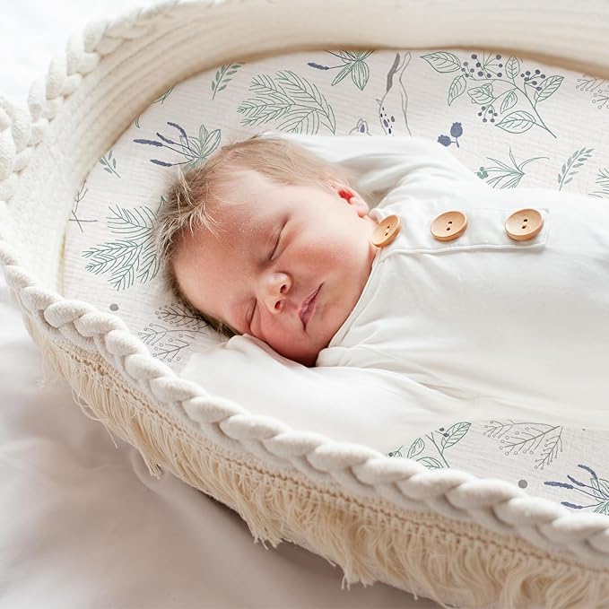 Muslin Bassinet Fitted Sheets, 2 Pack - Image 2