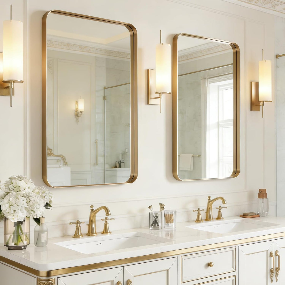 ushower gold bathroom mirrors for over sink 24"x36", main product view