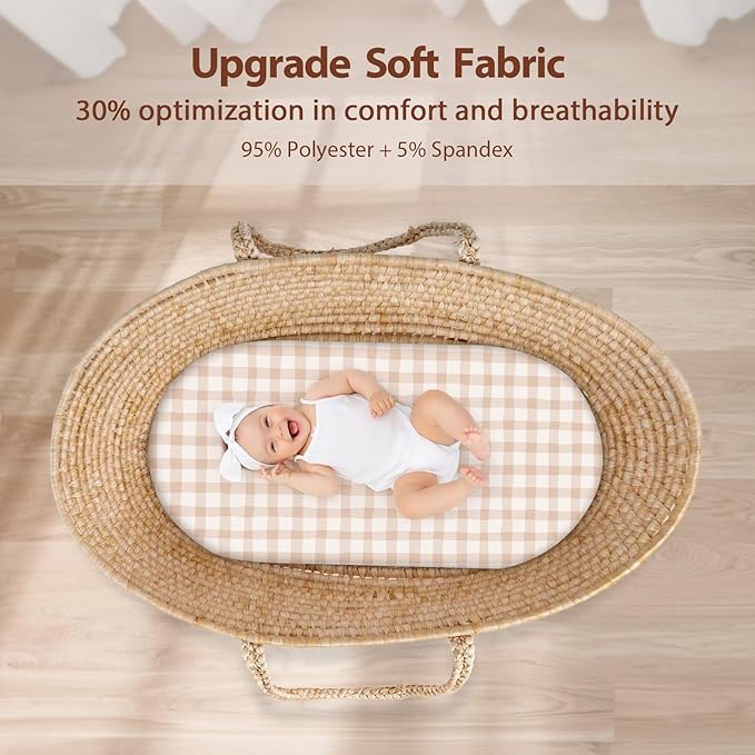 Baby Bassinet Sheets Girl Boy, Fitted Bassinet Sheet Set 3 Pack Bassinet - Image 4