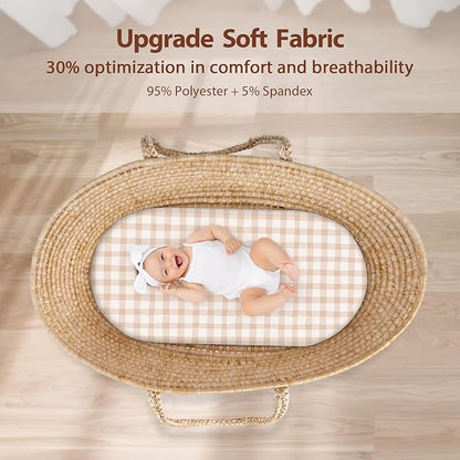 Baby Bassinet Sheets Girl Boy, Fitted Bassinet Sheet Set 3 Pack Bassinet - Image 4