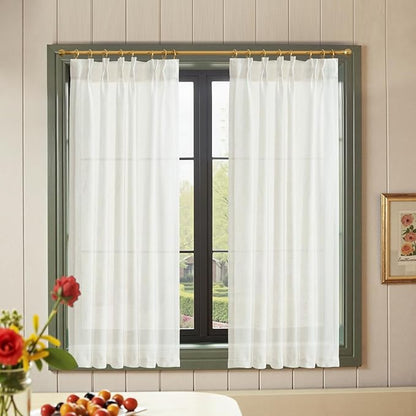 jinchan Pinch Pleated Linen Blend Curtains 54 Inch 2 Panels Light Filtering by JINCHAN