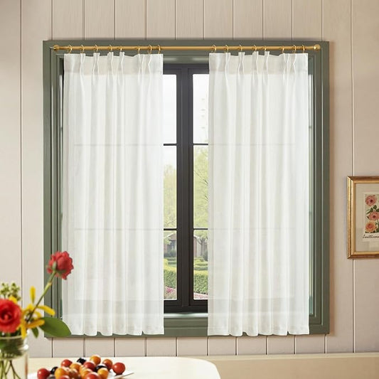 jinchan Pinch Pleated Linen Blend Curtains 54 Inch 2 Panels Light Filtering by JINCHAN