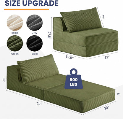erament folding sofa bed, 8" convertible sleeper sofa shown in use
