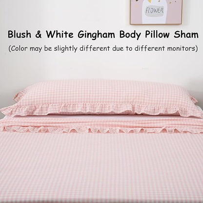 Blush White Plaid Body Pillow Cover - Image 2