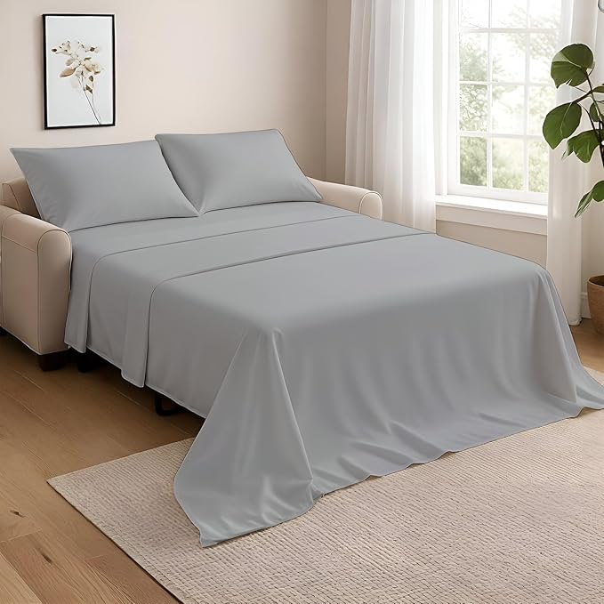 NON Sticky cotton Queen Size Sleeper Sofa Sheets, 4 Piece Egyptian Cotton Bed by Non-StickyCotton