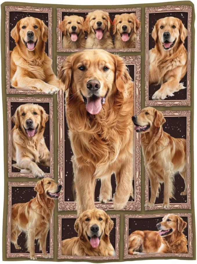 Golden Retriever Blanket Golden Retriever Throw Blanket Flannel Stuff Merch - Image 9