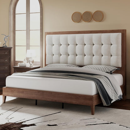 jocisland solid wood king bed frame, 50" tall, main product view