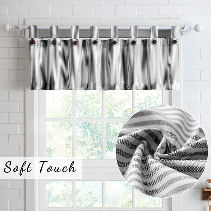 July Joy Cotton Valance Curtains 18 Inches Long Country Kitchen Curtains Tab Top - Image 2