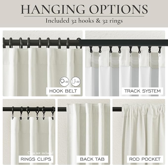 Beige White Linen Curtains 90 Inches Long 2 Panels Set, Modern Neutral Nursery - Image 4