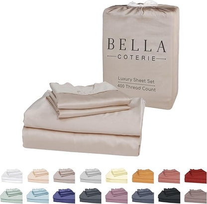 Bella Coterie Luxury Bamboo Viscose Queen Size Sheet Set | 100% Organically by BC