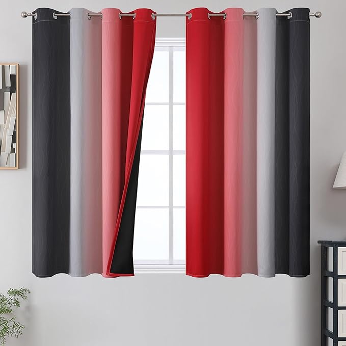 Estelar Textiler Ombre Red and Black Curtains 54 Inch Length 2 Panels, 100% by ESTELARTEXTILER