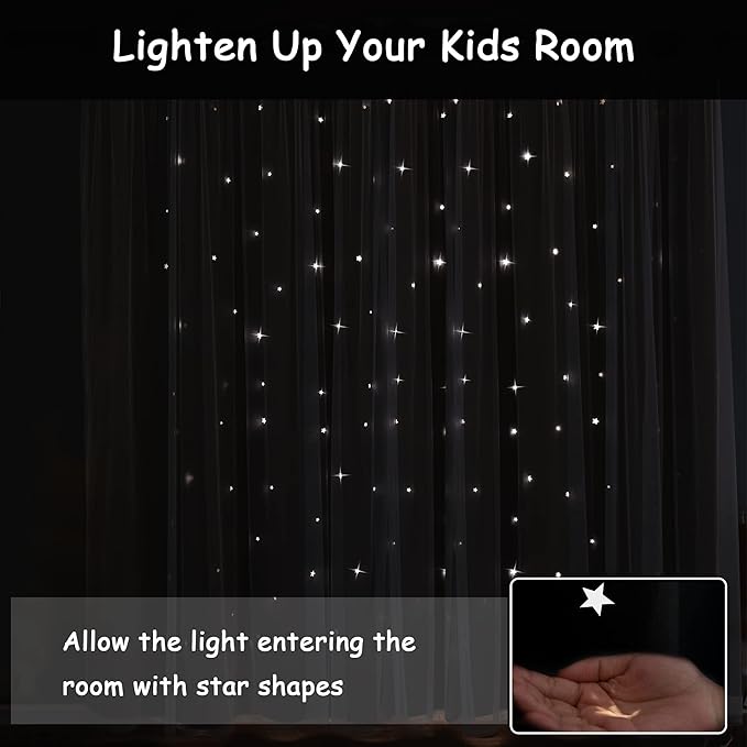 Kinryb Kids Blackout Curtains for Bedroom/Living Room/Classroom, Sheer Overlay - Image 5