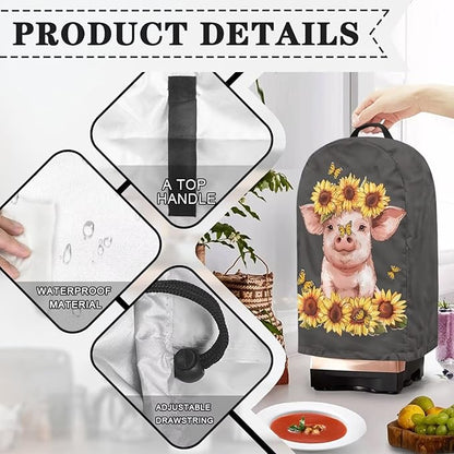 Pig Sunflower Pattern Blender Dust Cover, Drawstring Stand Mixer or Coffee - Image 5