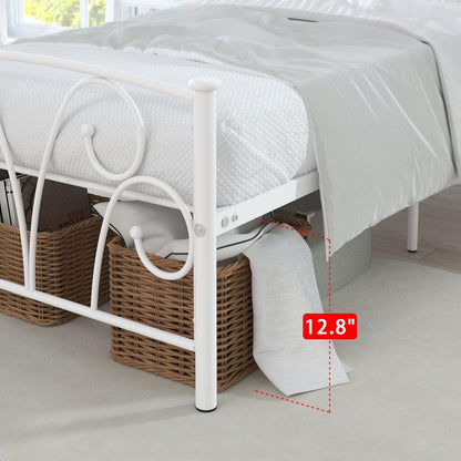 elephance twin bed frame with headboard&footboard metal platform on a desk or shelf