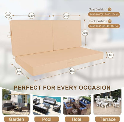 Outdoor Loveseat Cushion Set 46 x 26 Inch, Waterproof & Fade-Resistant Deep - Image 2