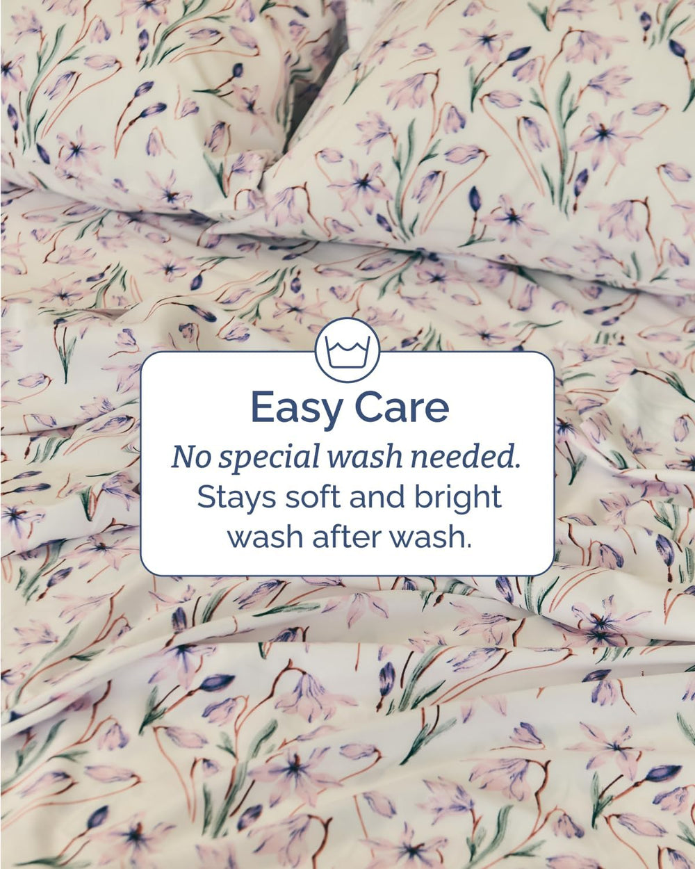 King 3 Piece Boho Botanical Floral Sheet Set - Breathable & Cooling - Iris
