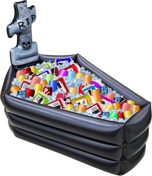 TURNMEON Halloween Inflatable Coffin Cooler, 100+ Cans Tombstone Party Bar