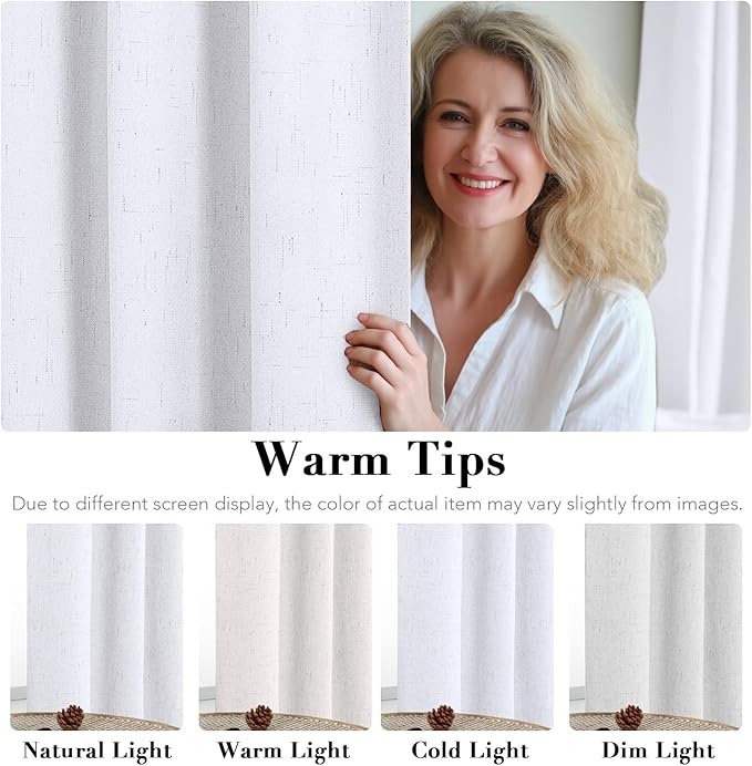 H.VERSAILTEX Primitive Linen Curtains 100% Blackout Curtain Drapes Burlap - Image 5