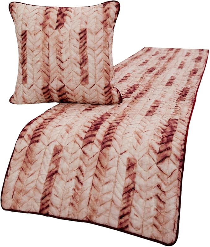 The HomeCentric King/Queen/Twin Maroon & Ivory Designer Twin 53"x18" Bed Runner by TheHomeCentric