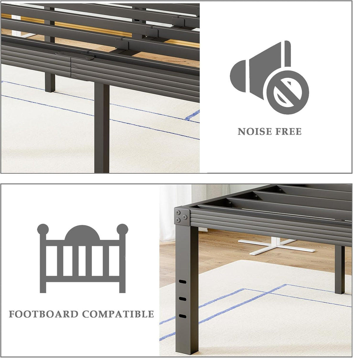 fschos 18 inch metal-bed-frame twin-xl/no box spring needed/reinforced, package contents