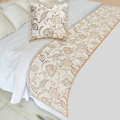 The HomeCentric King/Queen/Twin Beige Decorative Bed Runner Queen 74"x18" Bed by TheHomeCentric