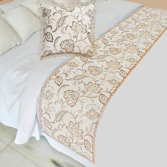 The HomeCentric King/Queen/Twin Beige Decorative Bed Runner Full 68"x18" Bed by TheHomeCentric