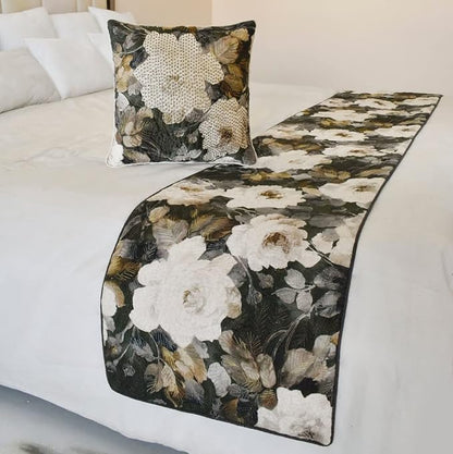 The HomeCentric King/Queen/Twin Gray & Brown Designer Full 68"x18" Bed Runner by TheHomeCentric