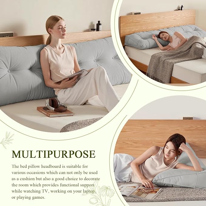 Headboard Pillow King, Large Triangular Wedge Headboard Pillow - Image 5