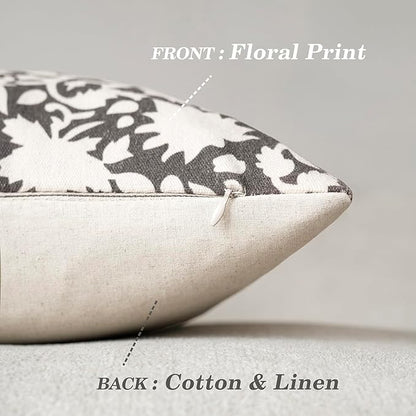 Foindtower Set of 2 Decorative Neutral Floral Throw Pillow Covers Accent - Image 2