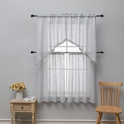 Beda Home Tassel Linen Textured Swag Valances - Image 6