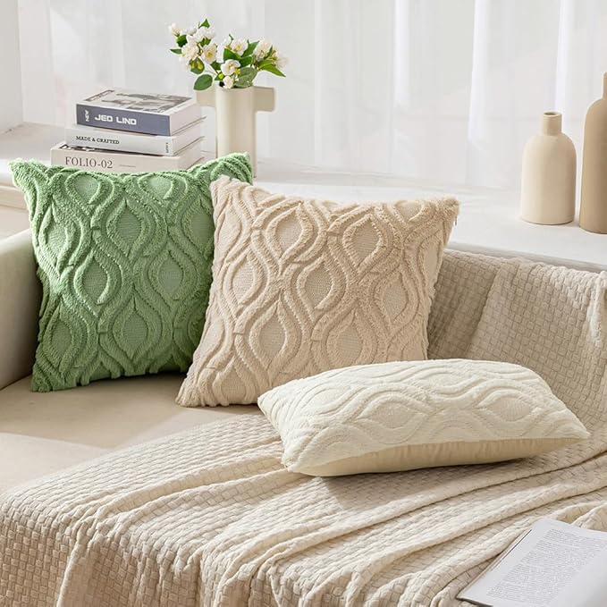 MIULEE Sage Green Throw Pillow Covers 12x20 Inch, Soft Spring Plush Faux Wool - Image 5