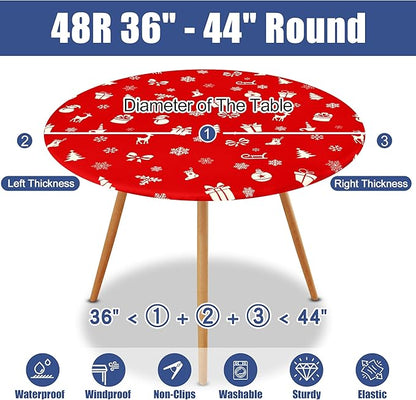 Round Spandex Christmas Tablecloth, Elastic Fitted Waterproof Tablecloths - Image 8