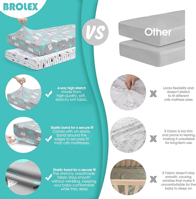 BROLEX Baby Fitted Crib Sheets: Kid Crib Sheets - Image 2