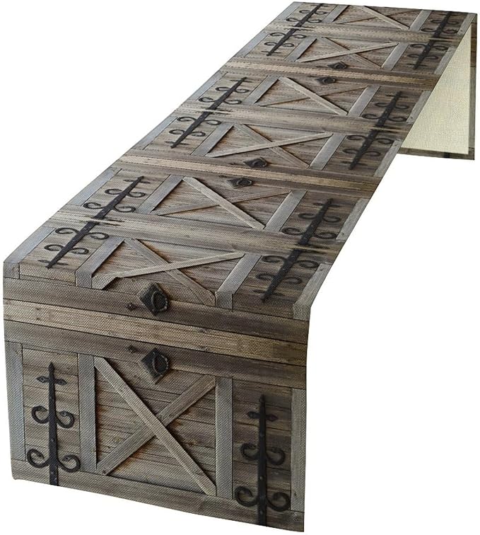 Rustic Barn Door Table Runner Vintage Farmhouse Country Wooden Cabin Western by ZhiRain