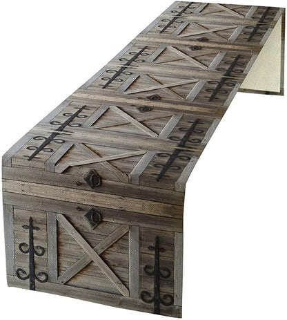 Rustic Barn Door Table Runner Vintage Farmhouse Country Wooden Cabin Western by ZhiRain